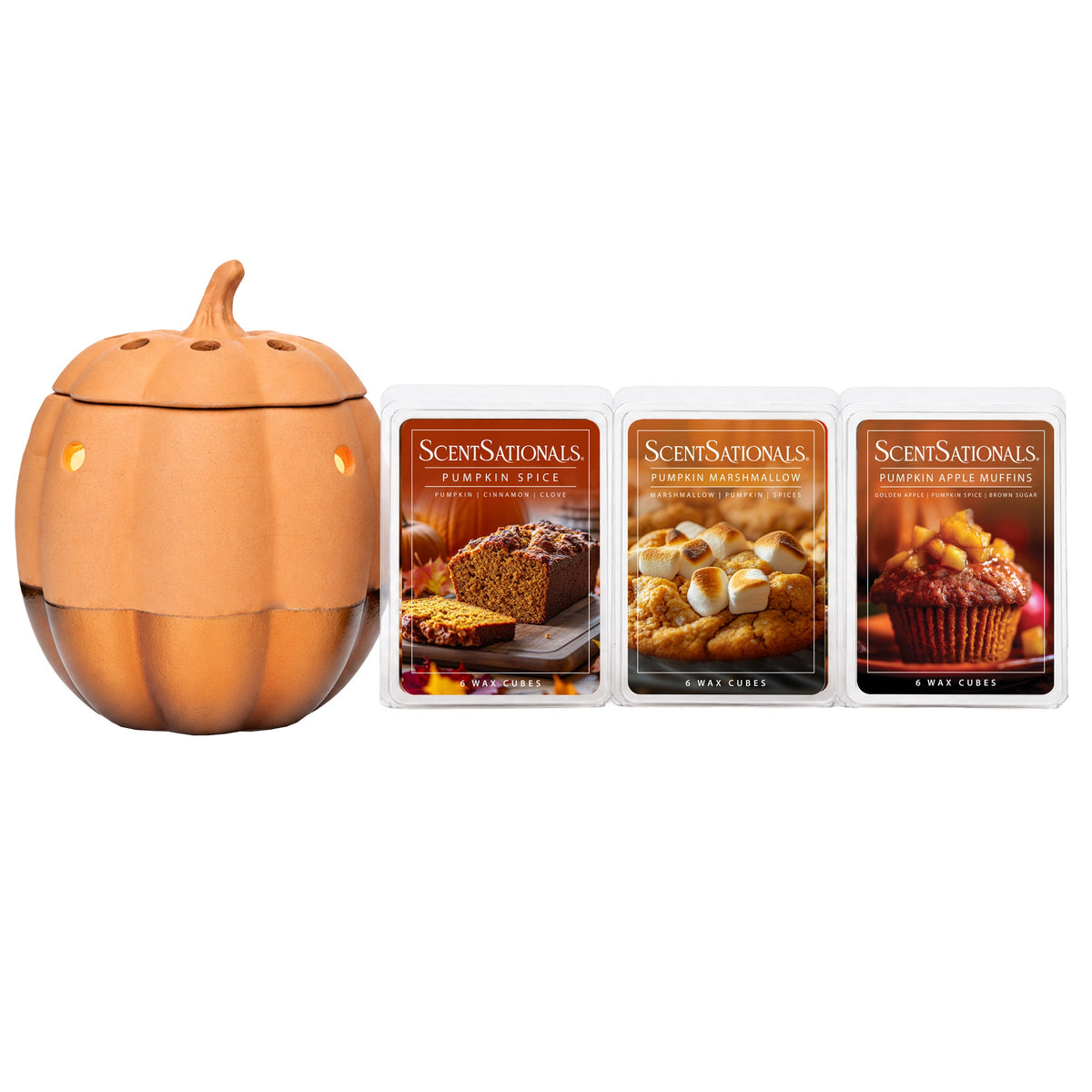 ScentSationals Pumpkin Wax Warmer with Scented Wax, 4-piece