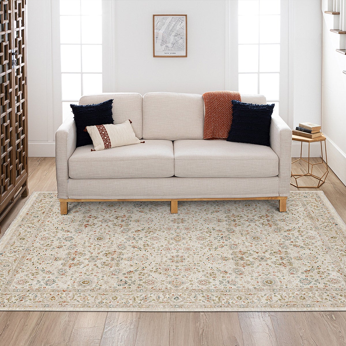 Mohawk Home Memento Area Rug, Samina Ivory, 5’3” x 7’6”