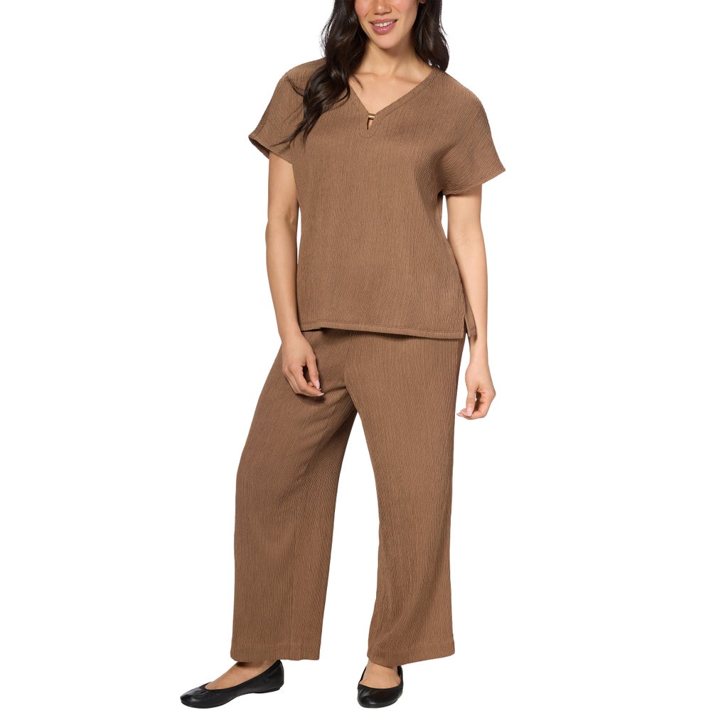[color:light brown] Jones New York Women's Textured Crop Set - Light Brown - image 1