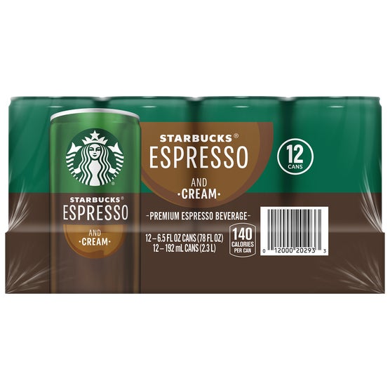 Starbucks Premium Espresso Beverage, Espresso and Cream, 6.5 fl oz, 12 ct