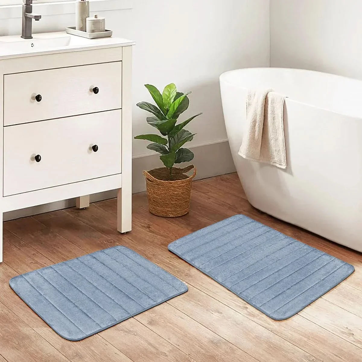 Channel Stitch Memory Foam Bath Mat, 2 Pack