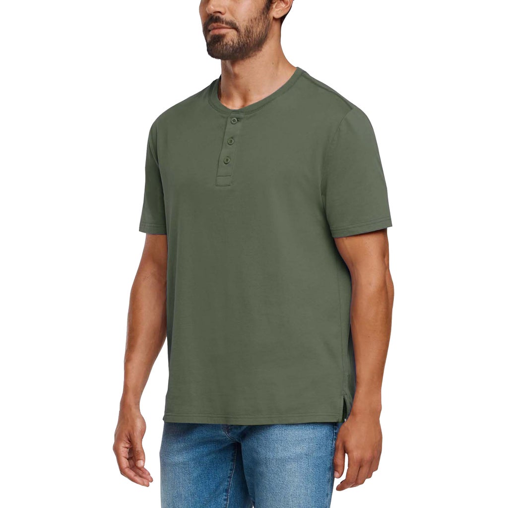 [color:green] Gap Men's Short Sleeve Henley - Green - image 2