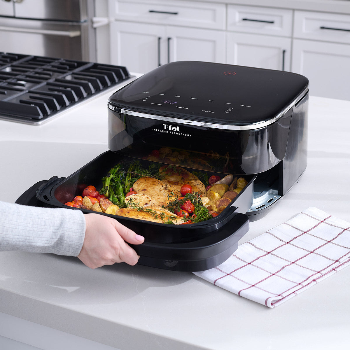 T-fal Surface XXL 6.3 Qt Infrared Air Fryer, 1800W, No Preheat, Black.