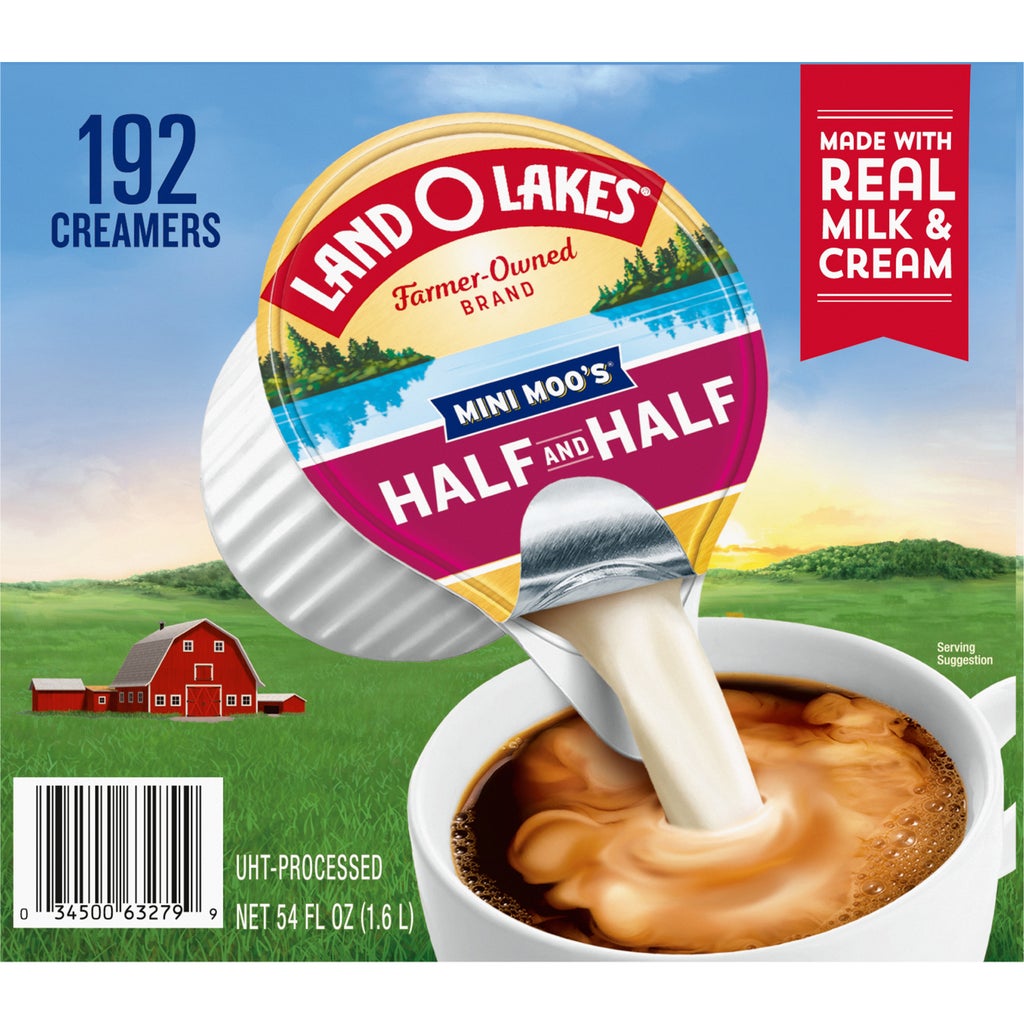 Land O'Lakes Mini Moos Liquid Coffee Creamer Singles, Half and Half, 0.30 fl oz, 192 ct
