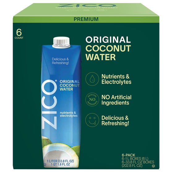 ZICO Coconut Water, Original, 33.8 fl oz, 6 ct