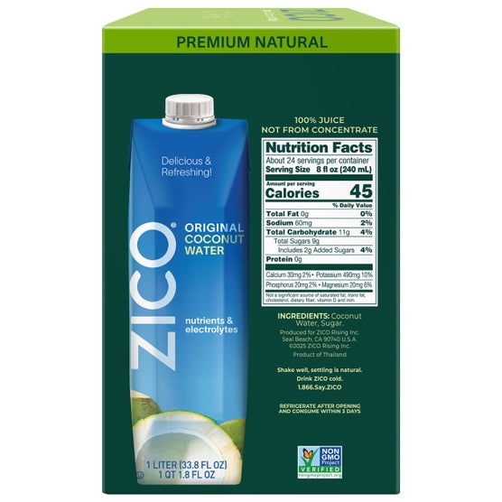 ZICO Coconut Water, Original, 33.8 fl oz, 6 ct