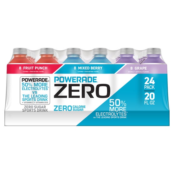 POWERADE Zero Sports Drink, Variety Pack, 20 fl oz, 24 ct
