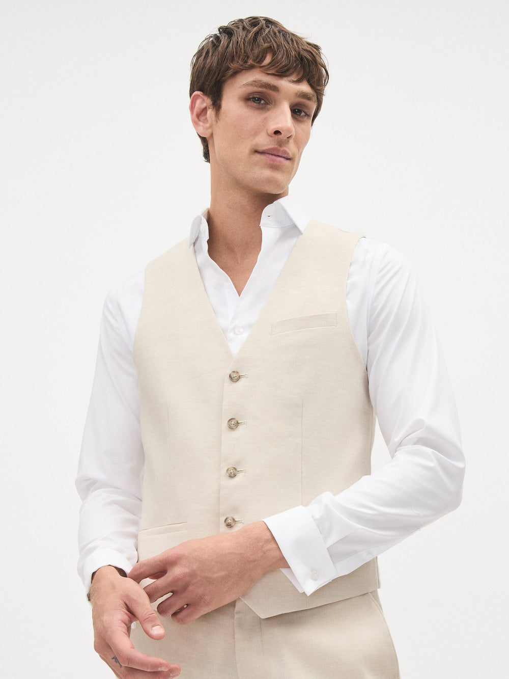 Stretch Linen Suit Vest
