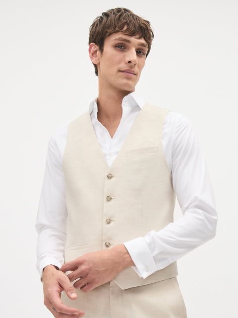 Stretch Linen Suit Vest