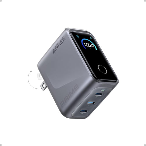 Anker Prime Charger, 160W 3-Port Compact USB-C GaN Charger Block