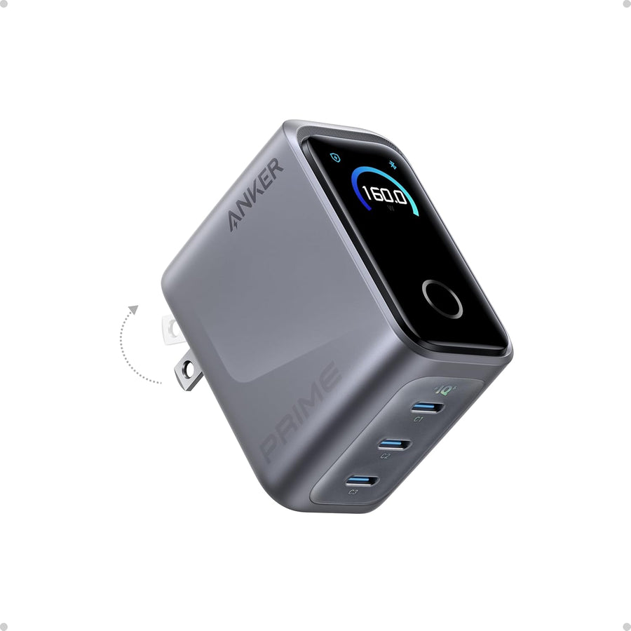 Anker Prime Charger, 160W 3-Port Compact USB-C GaN Charger Block