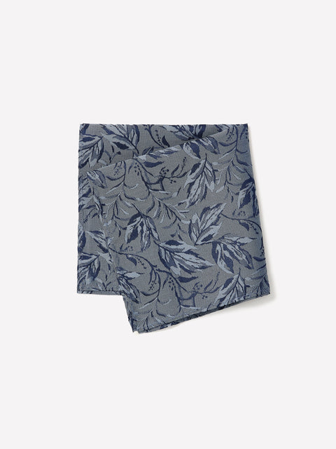 Silk-Blend Handkerchief with Foliage Pattern