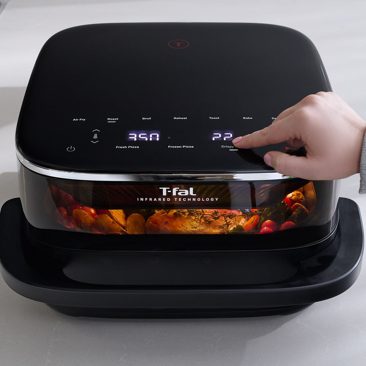T-fal Surface XXL 6.3 Qt Infrared Air Fryer, 1800W, No Preheat, Black.