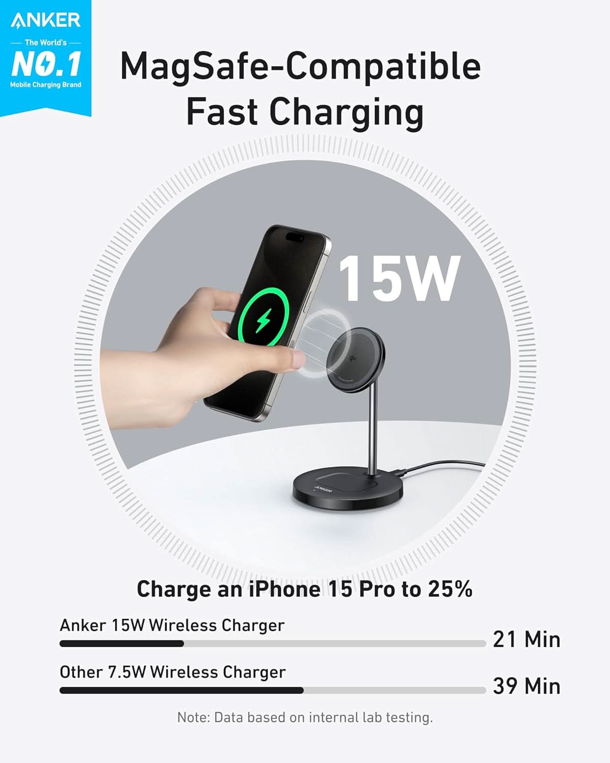 Anker MagSafe  iPhone 16 Wireless Charger (40W USB-C Adapter Included)