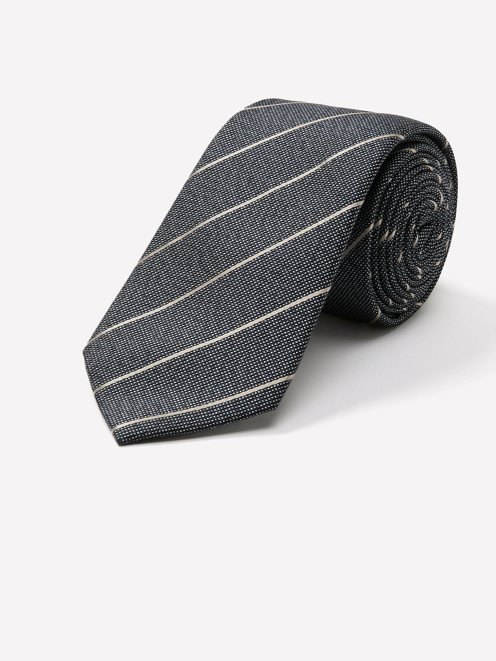 Striped Linen-Blend Skinny Tie