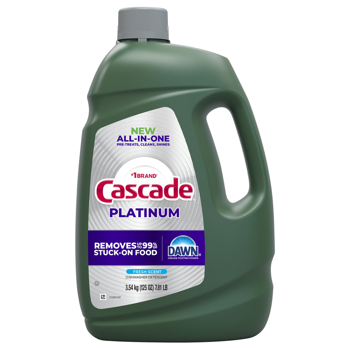 Cascade Platinum Dawn All-In-One Liquid Dishwasher Detergent, Fresh Scent, 125 oz