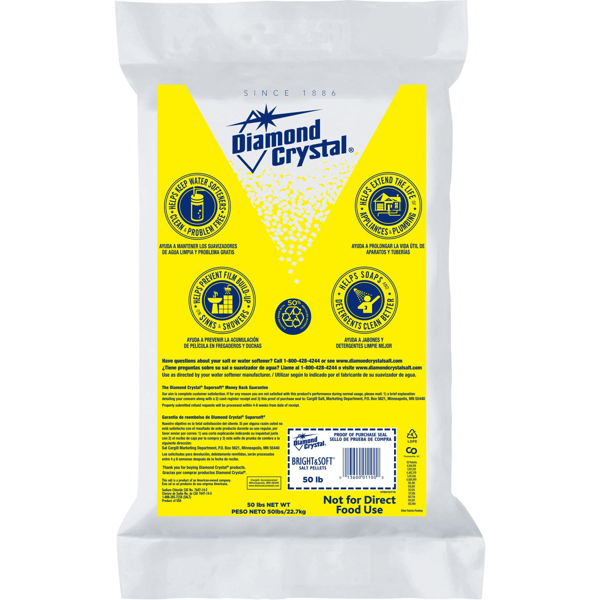 Diamond Crystal Salt Pellets for Water Softeners, Bright and Soft, 50 lbs - image 2
