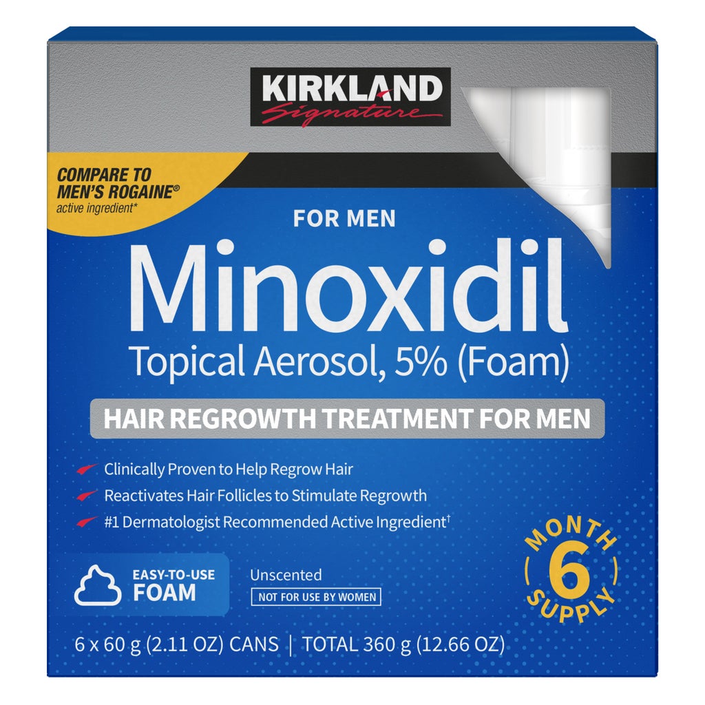 Kirkland Signature Hair Regrowth Treatment Minoxidil Foam for Men, 2.11 oz, 6-count - product image