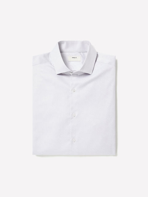 Tailored-Fit Dobby Dress Shirt with Grey Micro Dots