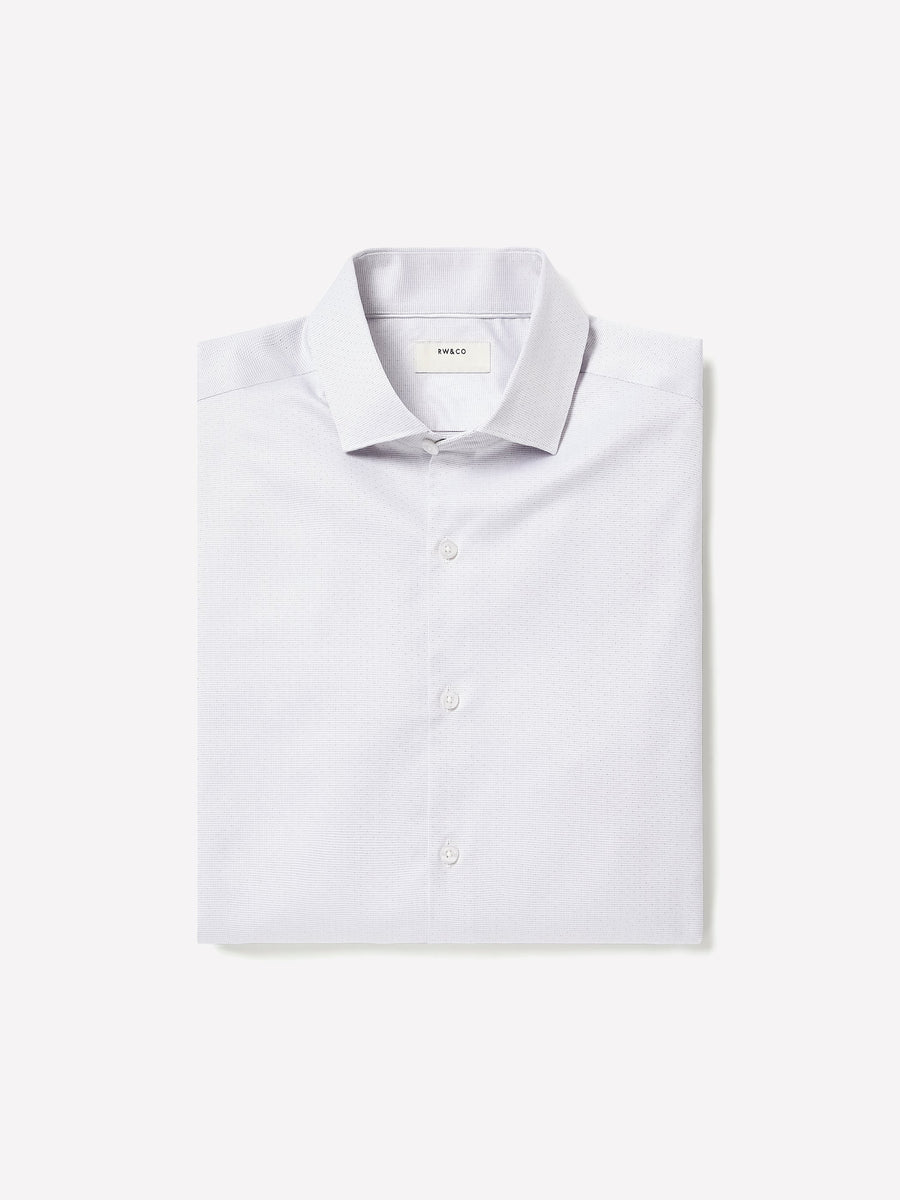 Tailored-Fit Dobby Dress Shirt with Grey Micro Dots