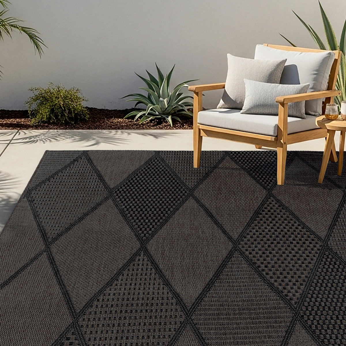 Laguna Indoor/Outdoor Area Rug, Morris Charcoal Pewter, 6'6” x 9'6”