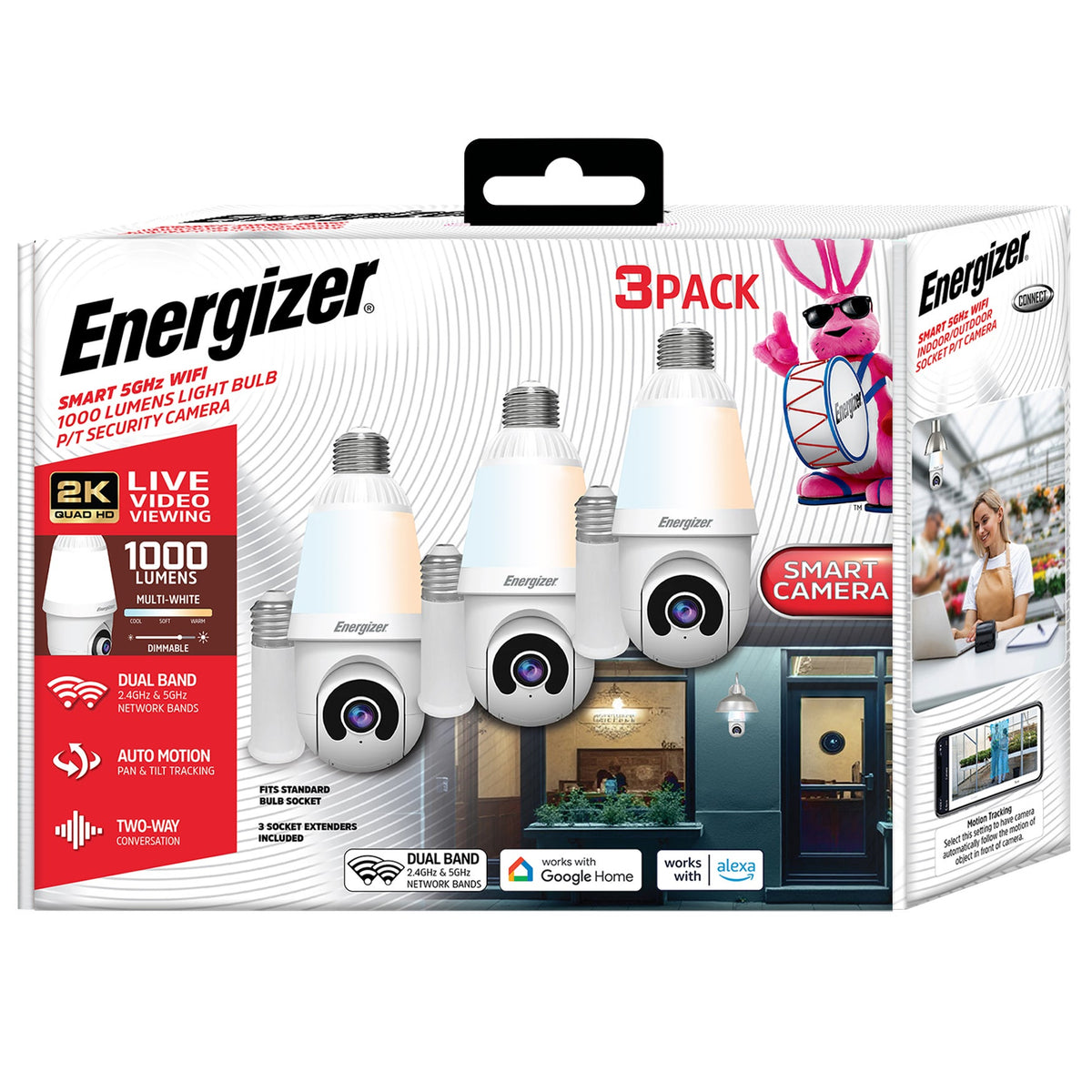 Energizer Light Bulb Security Camera, 3 ct