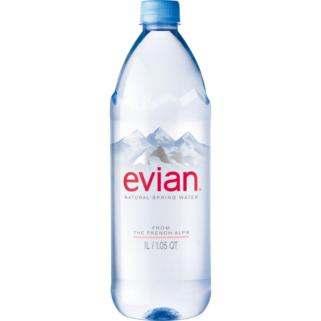 Evian Natural Spring Water, 1 Liter, 12 ct