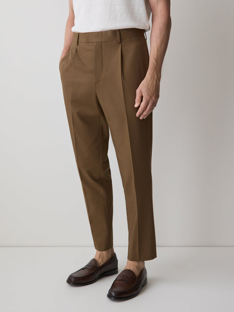 Tapered-Leg Tobacco Suit Pant