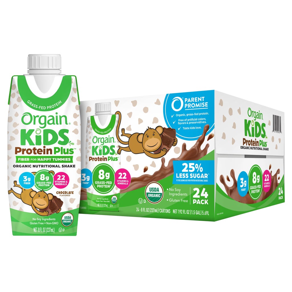 Orgain Kids Protein Organic Nutritional Shake, 8g Protein, Chocolate, 8 fl oz, 24 ct