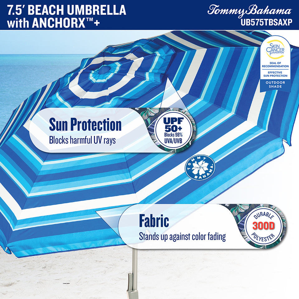Tommy Bahama 7.5ft Beach Umbrella With Anchorx+ - image 24