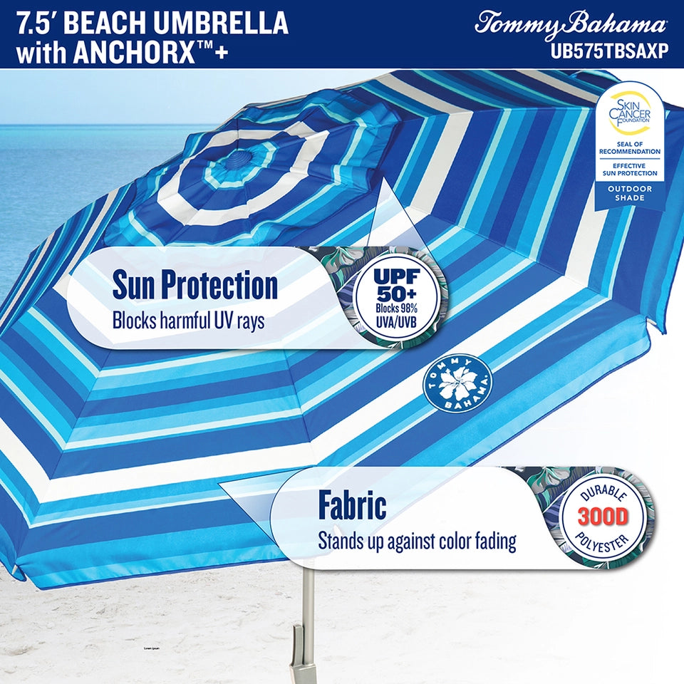 Tommy Bahama 7.5ft Beach Umbrella With Anchorx+ - image 20