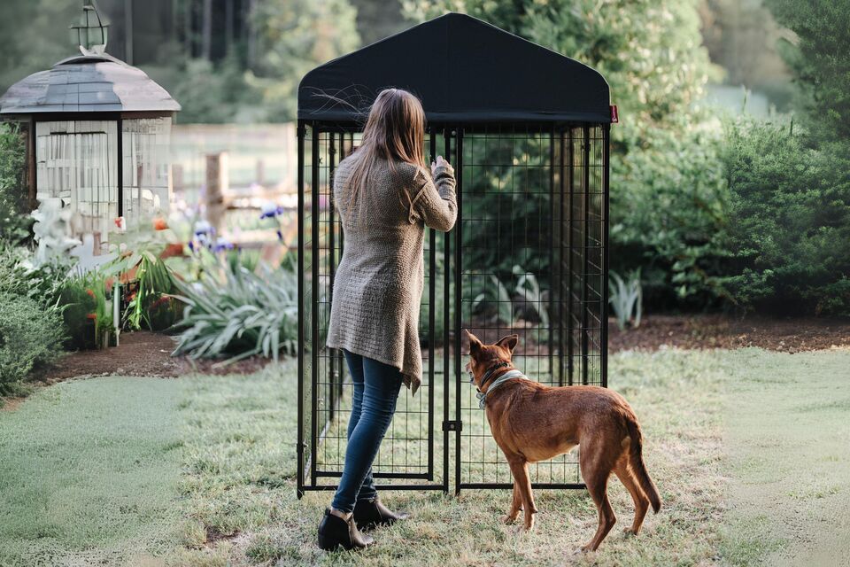 Lucky Dog STAY Series Villa Dog Kennel 4'x8' with Privacy Screen - image 13