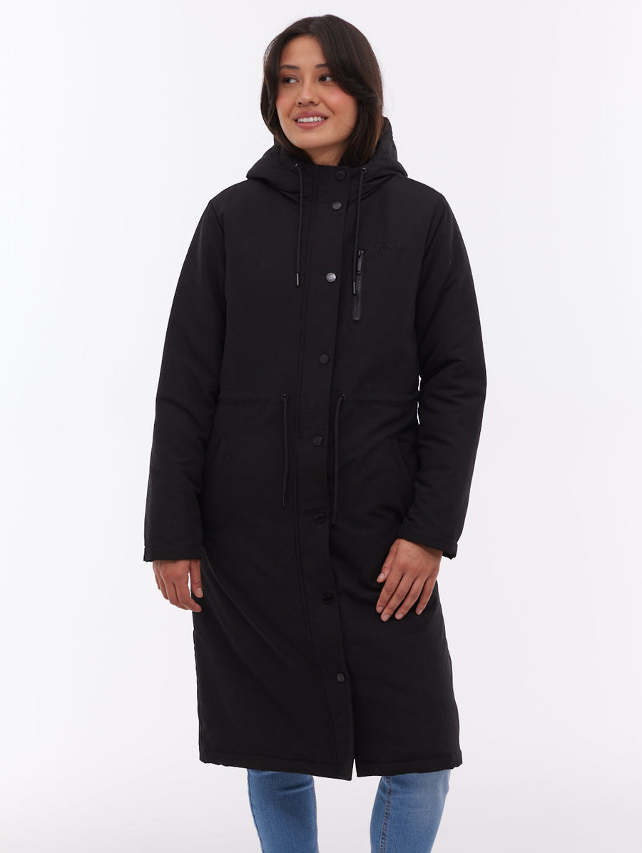 Sari Hooded Midi Parka - Black