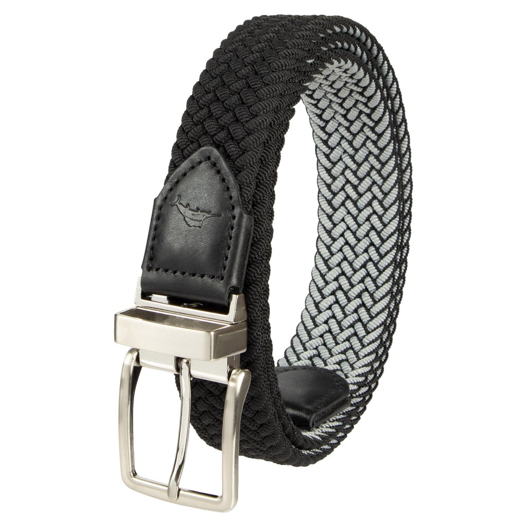 [color:black] Tommy Bahama Men's Stretch Braided Reversible Belt - Black - image 7