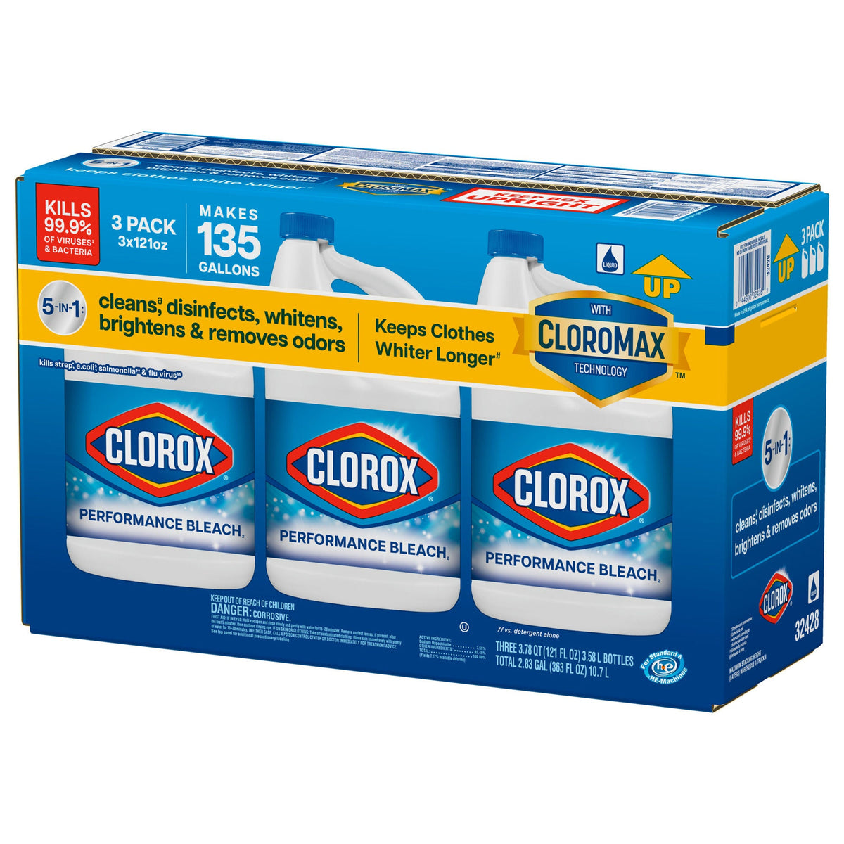 Clorox Performance Bleach with CloroMax, Concentrated, 121 fl oz, 3 ct - image 4