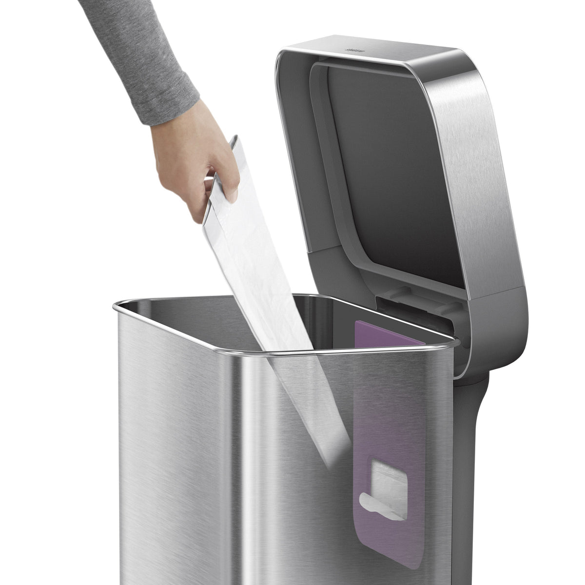 simplehuman 55L Rectangular Step Can with Plastic Lid