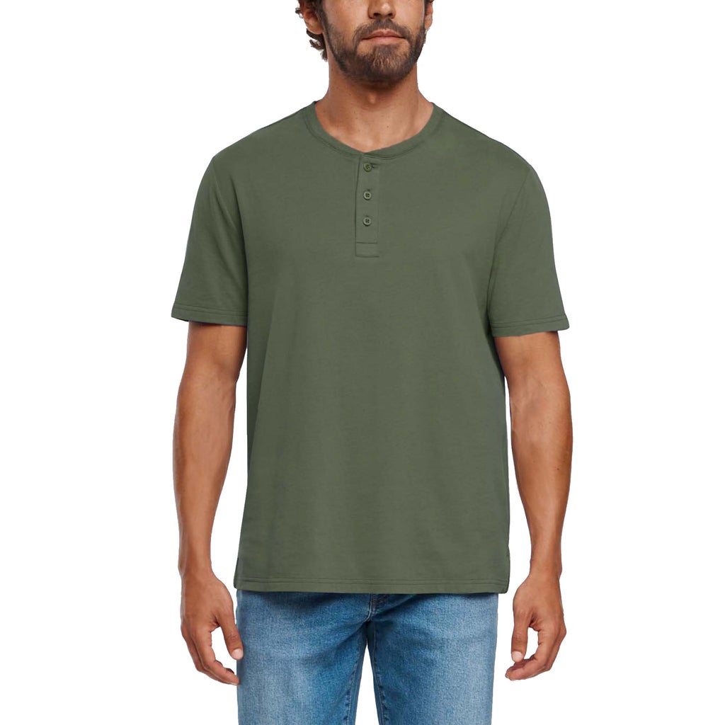 [color:green] Gap Men's Short Sleeve Henley - Green - image 1