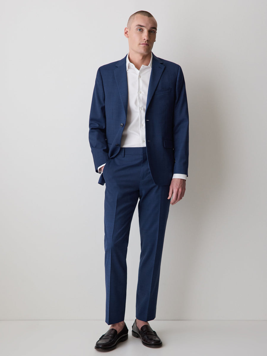 Blue Tailored-Fit Wool Suit Blazer