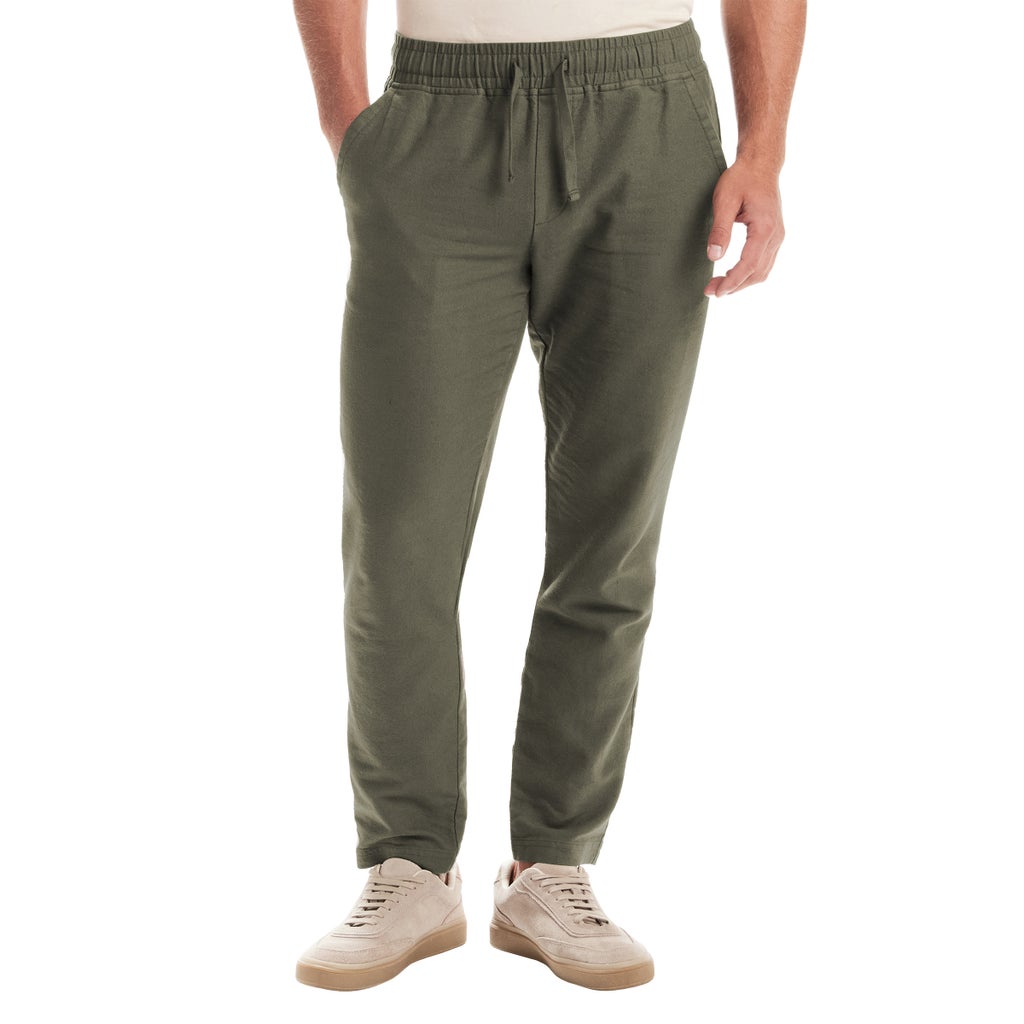 [color:green] Vintage and Black Men's Linen Pull-On Pant - Green - image 5