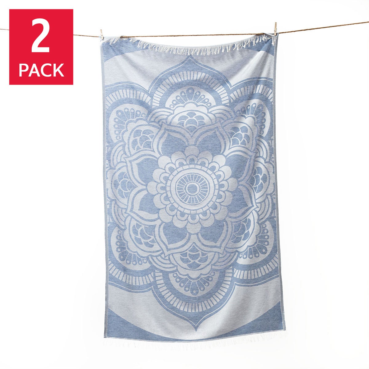 Turkish Towel Company Mandala Jacquard Peshtemal Towel, 2-piece