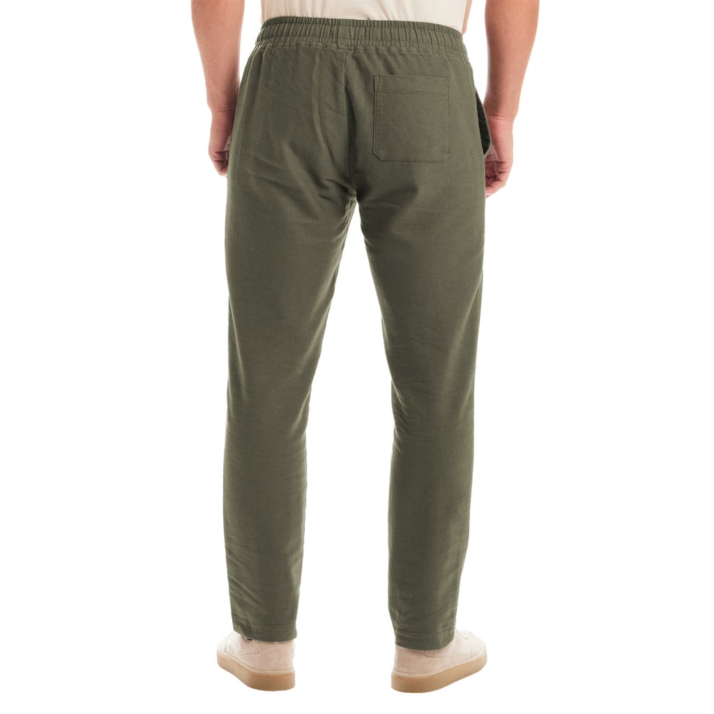 [color:green] Vintage and Black Men's Linen Pull-On Pant - Green - image 4