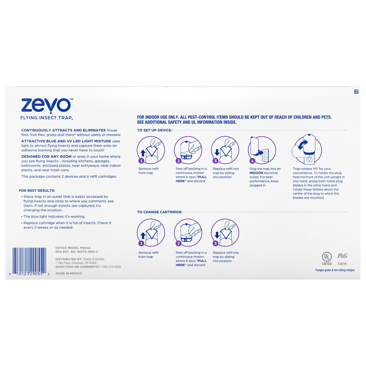 Zevo Flying Insect Trap Starter Kit, 2 Devices + 6 Cartridges - image 2