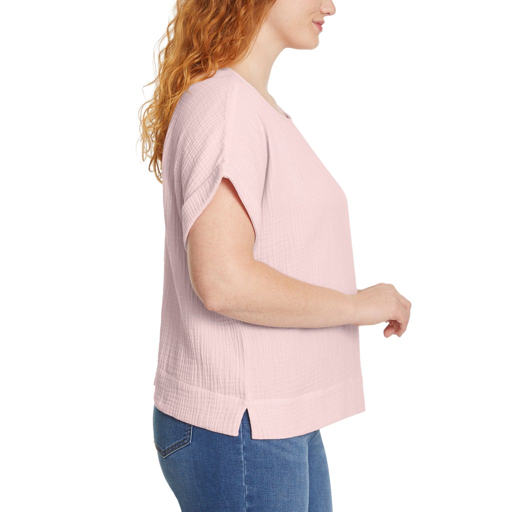 [color:pink] Gloria Vanderbilt Women's Cotton Gauze Pullover Top - Pink - image 6