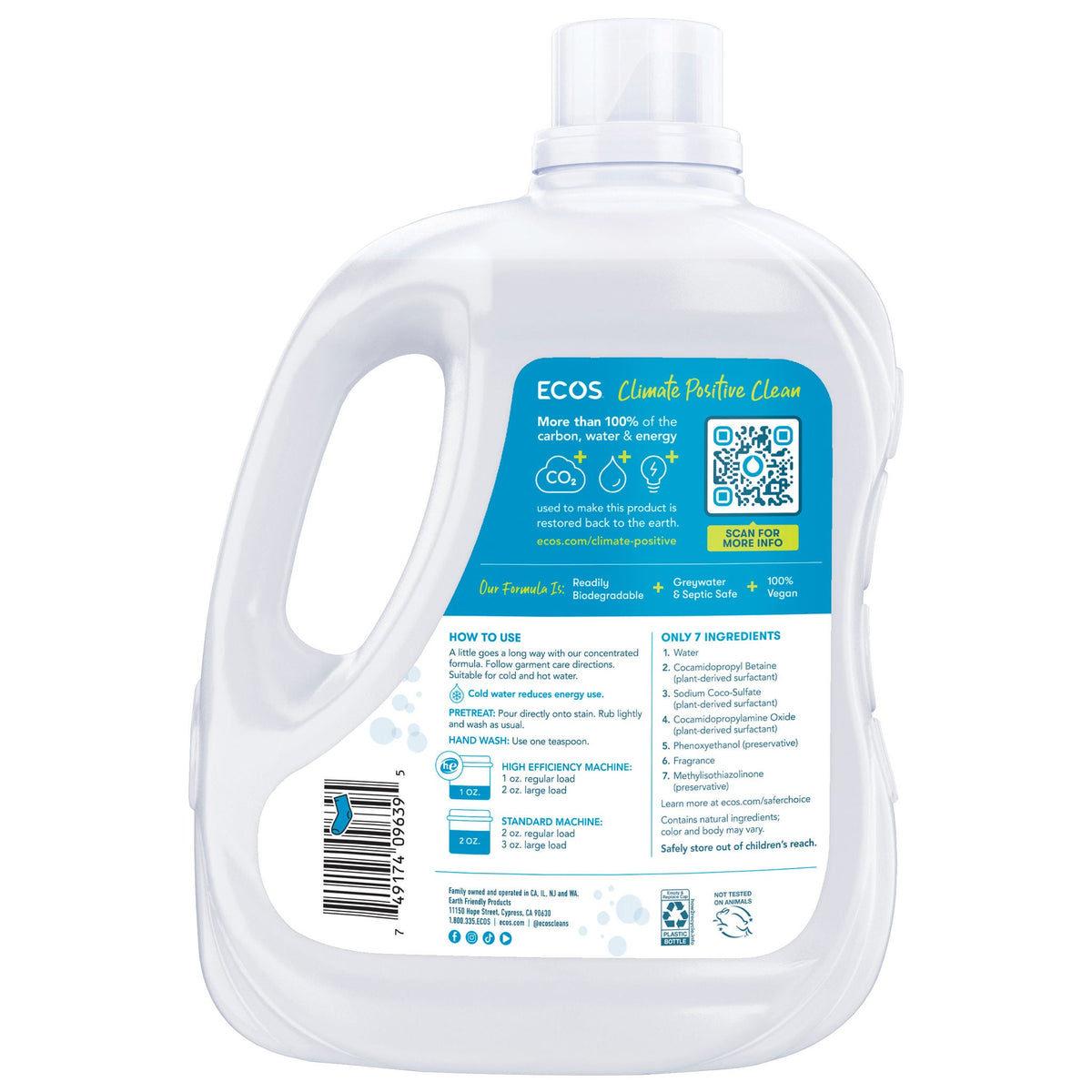 ECOS Liquid Laundry Detergent, Hypoallergenic, HE Compatible, Magnolia and Lily Scent, 225 Loads, 225 fl oz - image 2