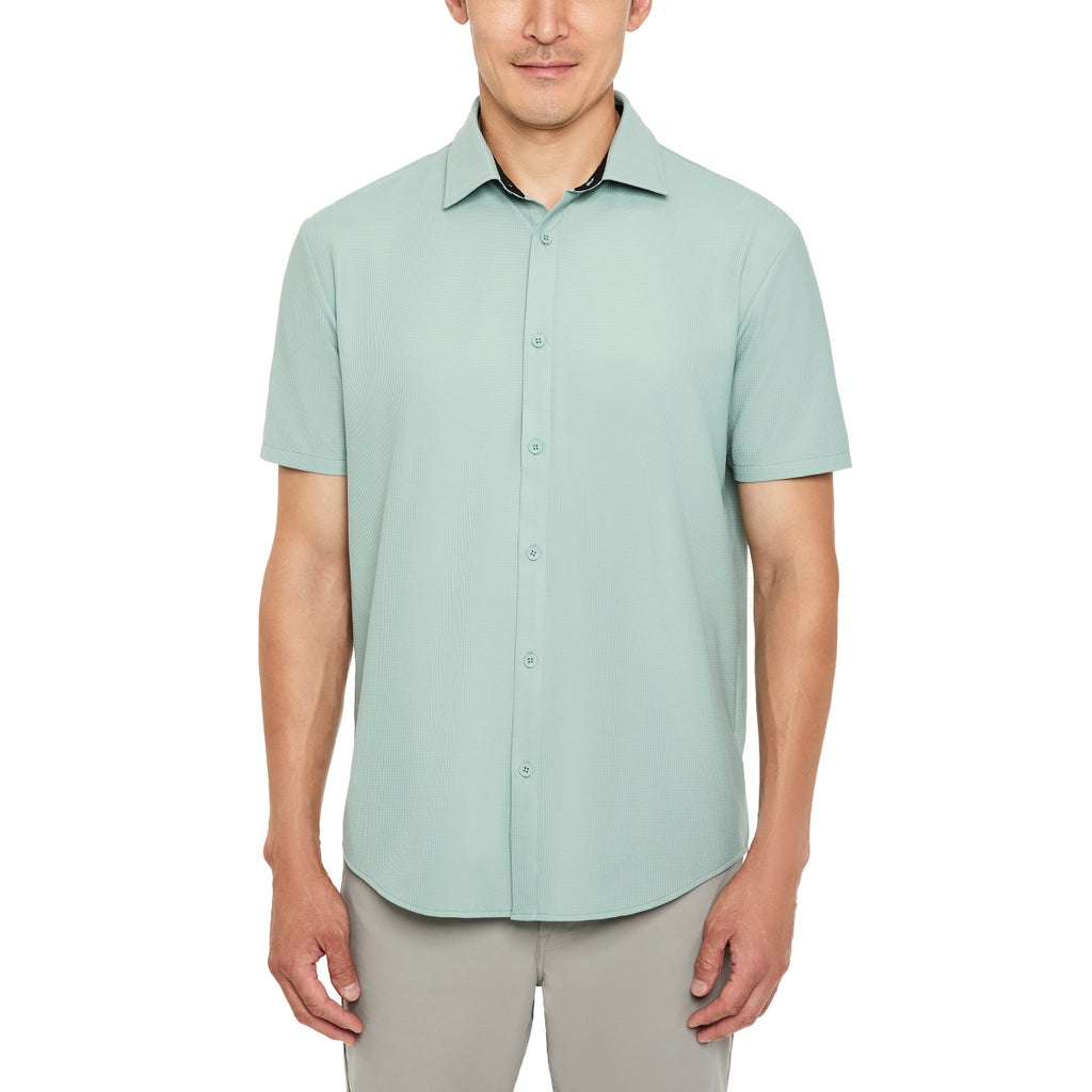 [color:green] Kenneth Cole Men's Short Sleeve Woven Shirt - Green - image 6