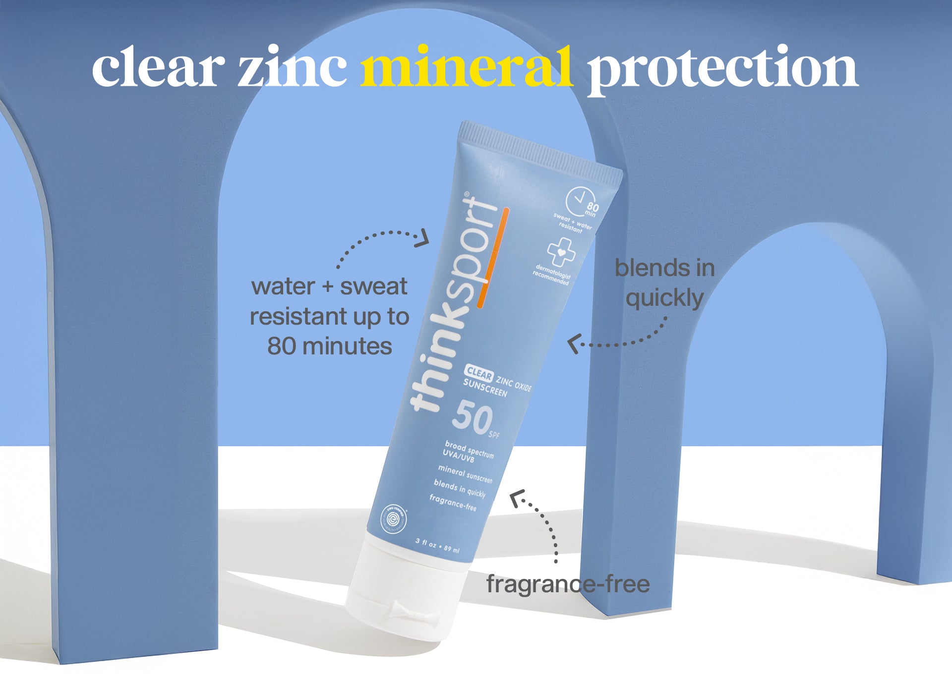 Thinksport Clear Zinc Mineral Sunscreen Lotion SPF 50, 3 fl oz, 2-pack - image 5