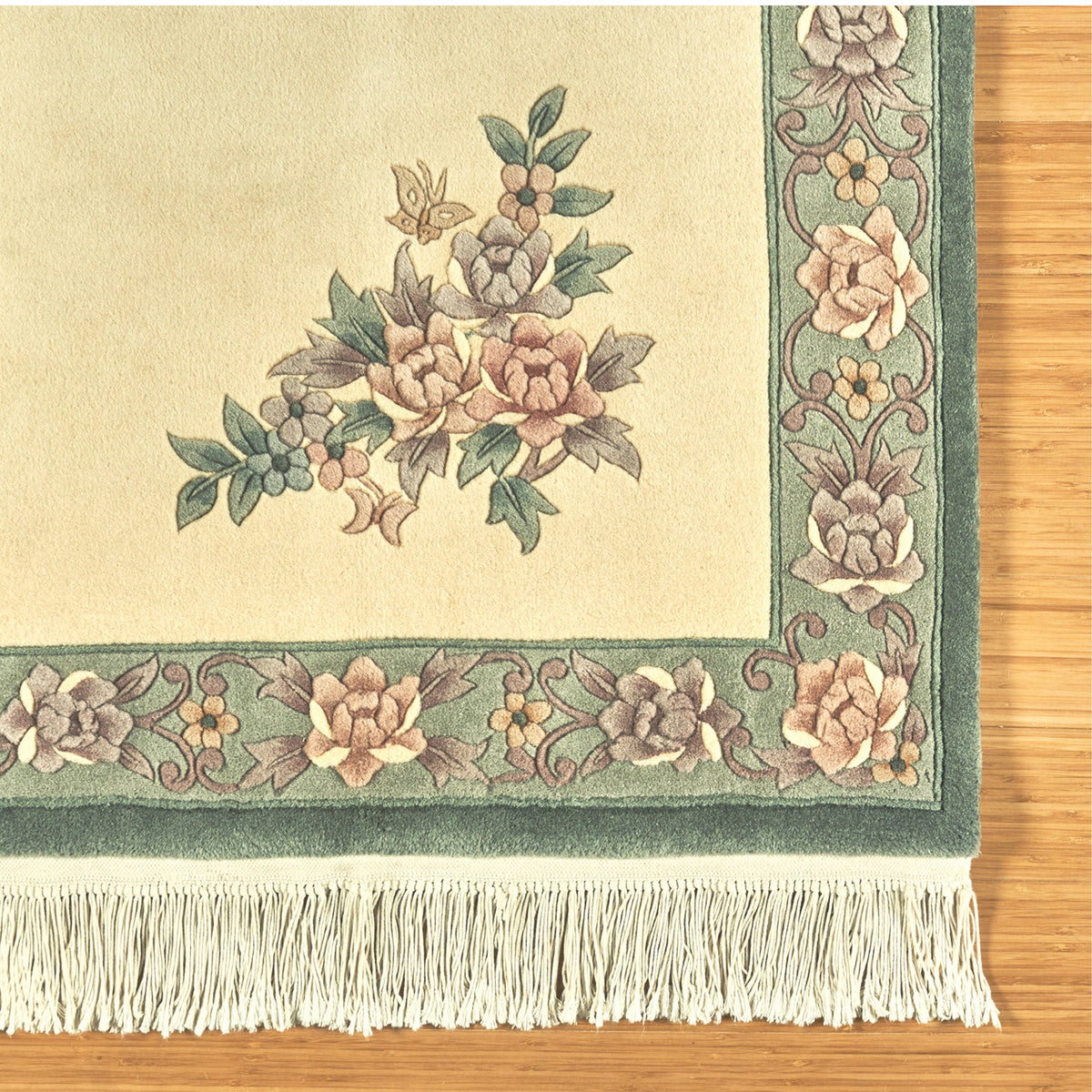Pagoda Hand Knotted Rug Collection, Shan Floral Ivory Sage