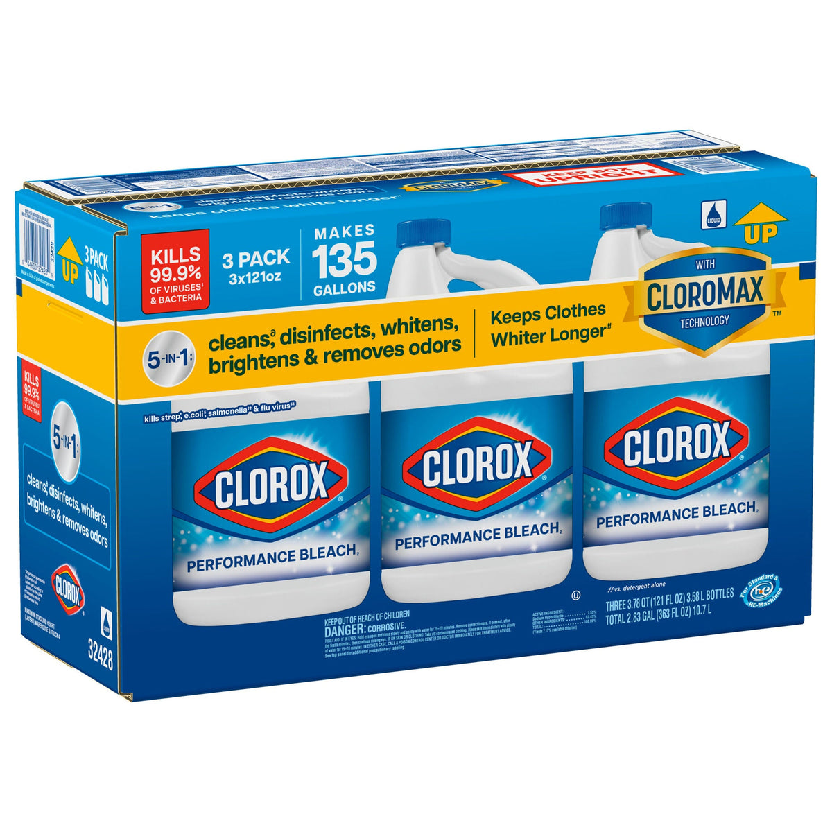 Clorox Performance Bleach with CloroMax, Concentrated, 121 fl oz, 3 ct - image 3