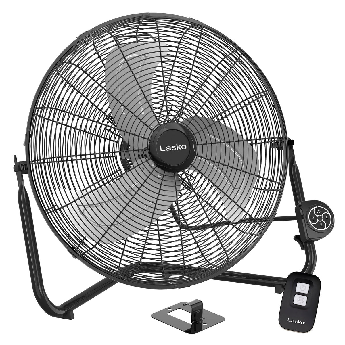 Lasko Commercial 20" High Velocity Fan with Remote Control, 3 Speeds, Floor/Wall-Mount, Black - image 2