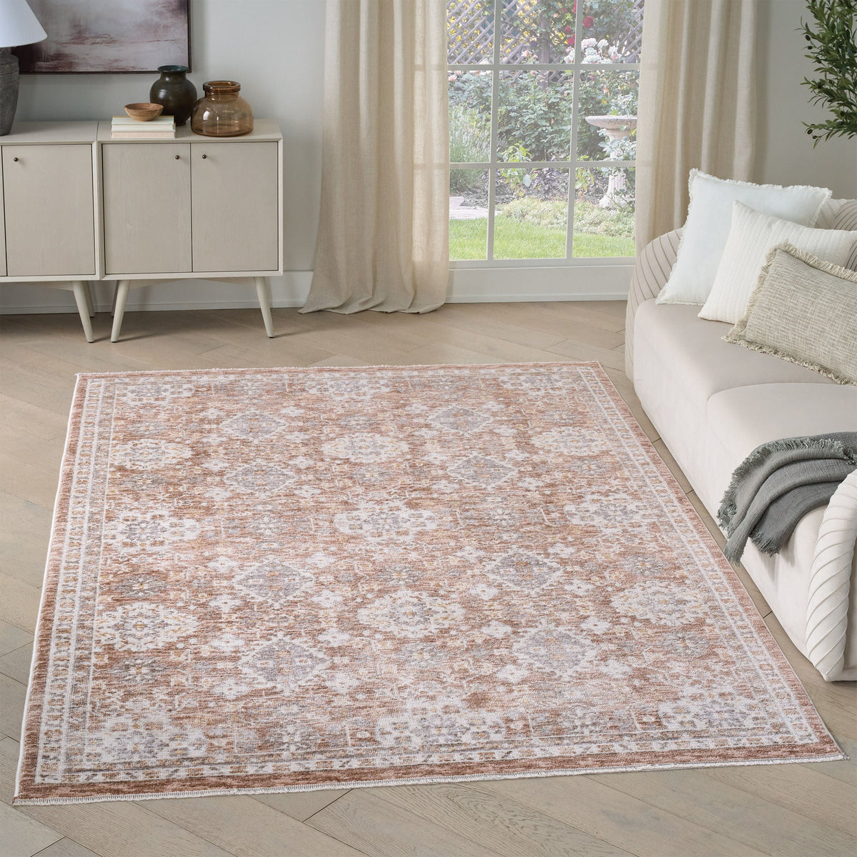 Nourison Hastings Area Rug Collection, Cian Ivory/Rust